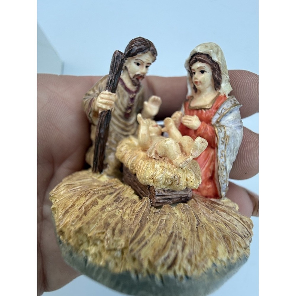 Vintage Lefton 2.5" Holy Family Miniature Nativity Scene 1991 Joseph Mary Jesus